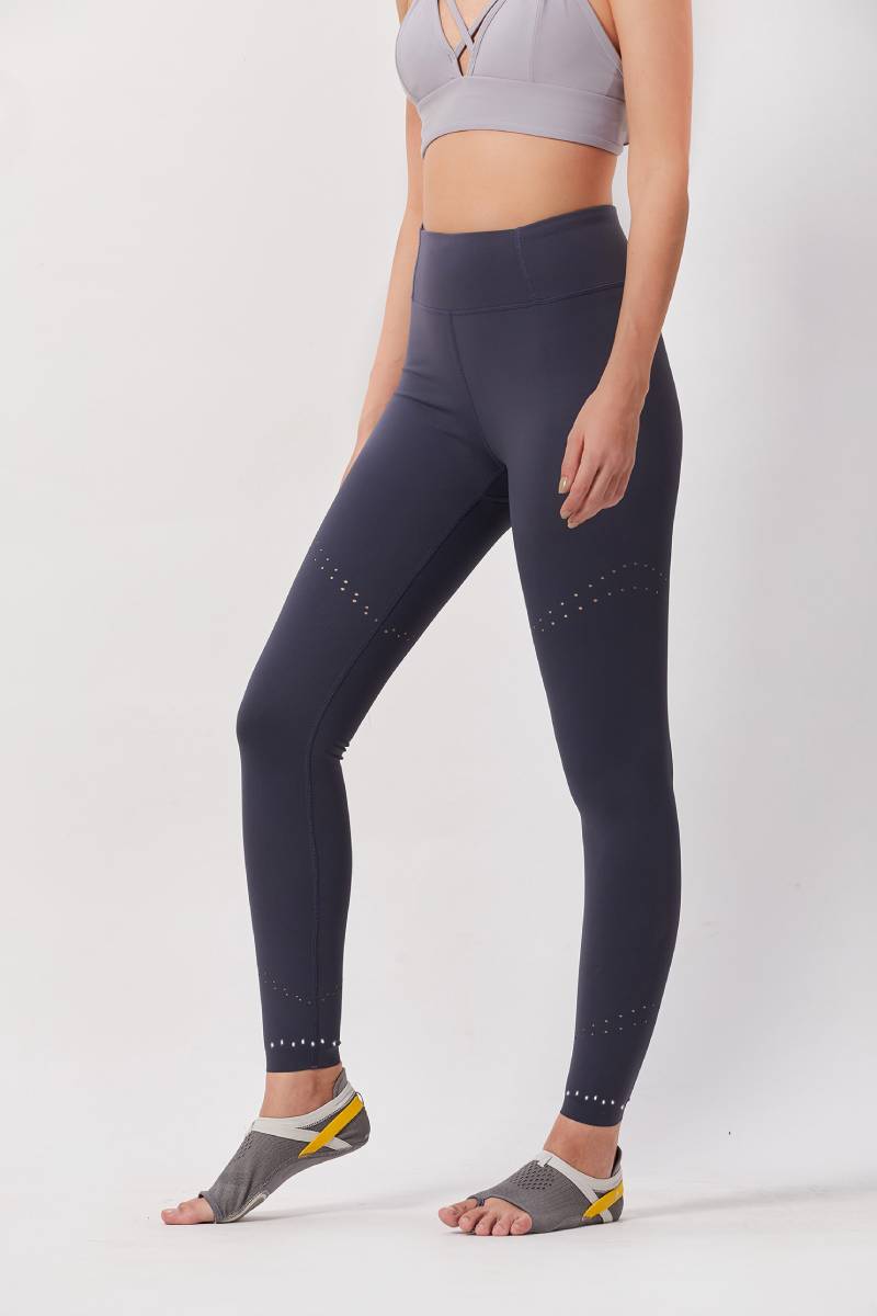 Reflective Full Length Workout Tights - Gray