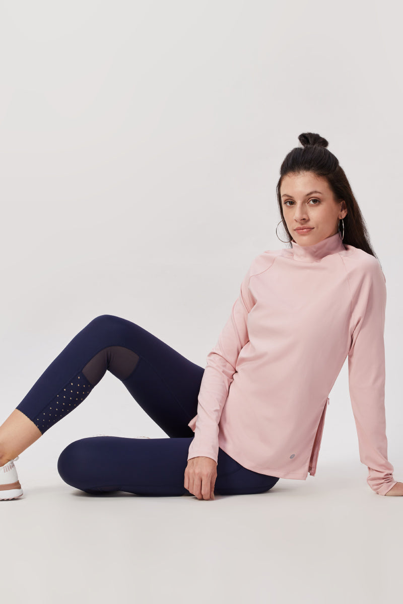 Mock Neck Fullsleeves Top - Light Pink