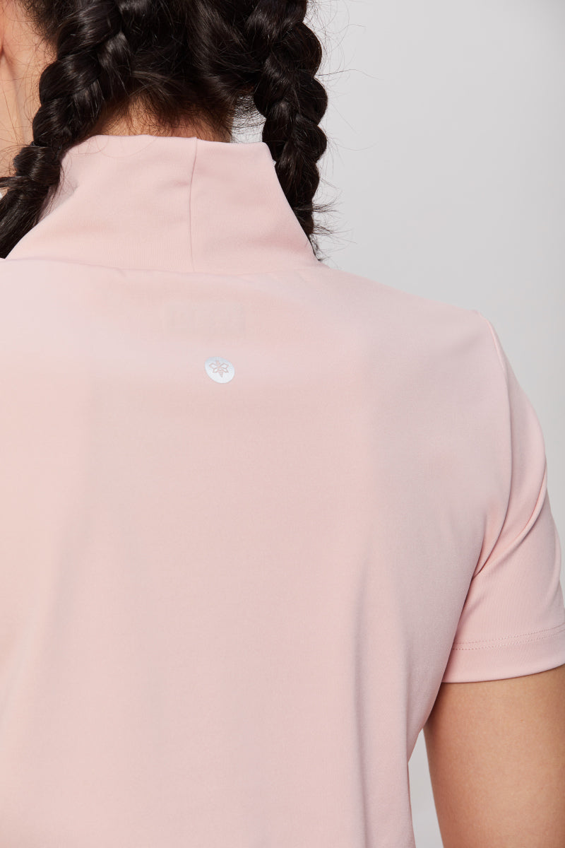 Mock Neck Crop Top - Light Pink